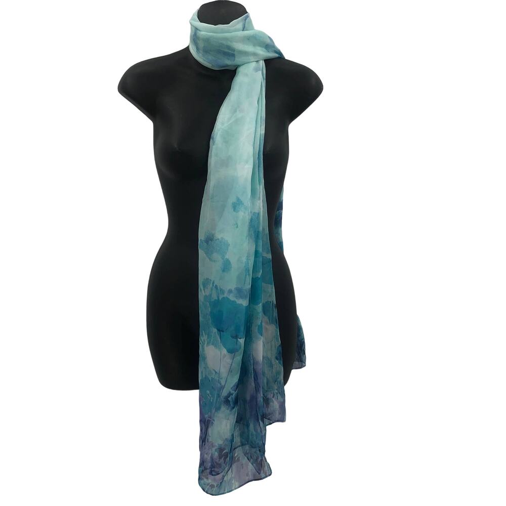 Cajon Women's P0171 Oversize Wrap Scarf Floral Polyester Turquoise One Size NWT